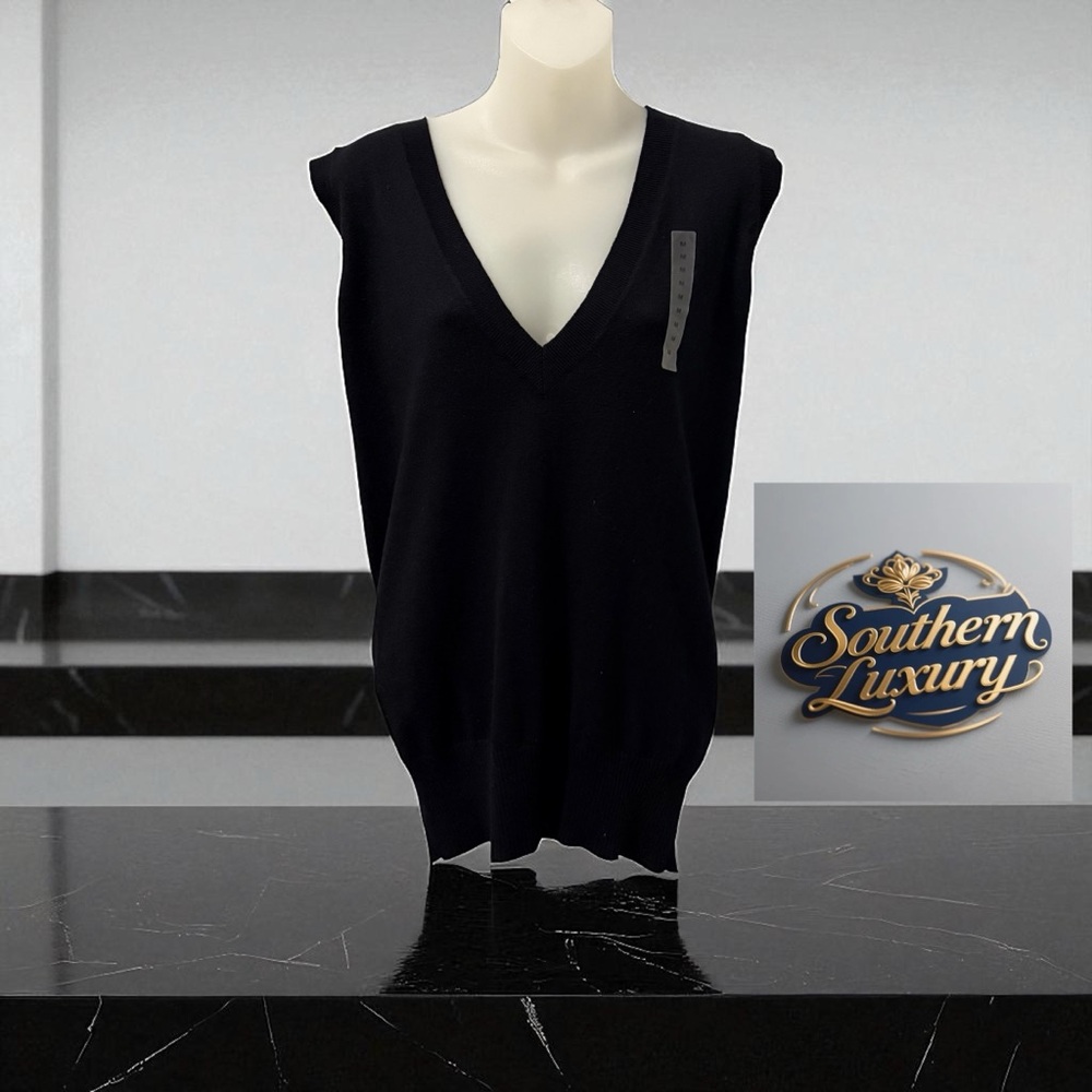 GAP Black Cotton Sweater Vest M NWT | Fall Preppy Layering